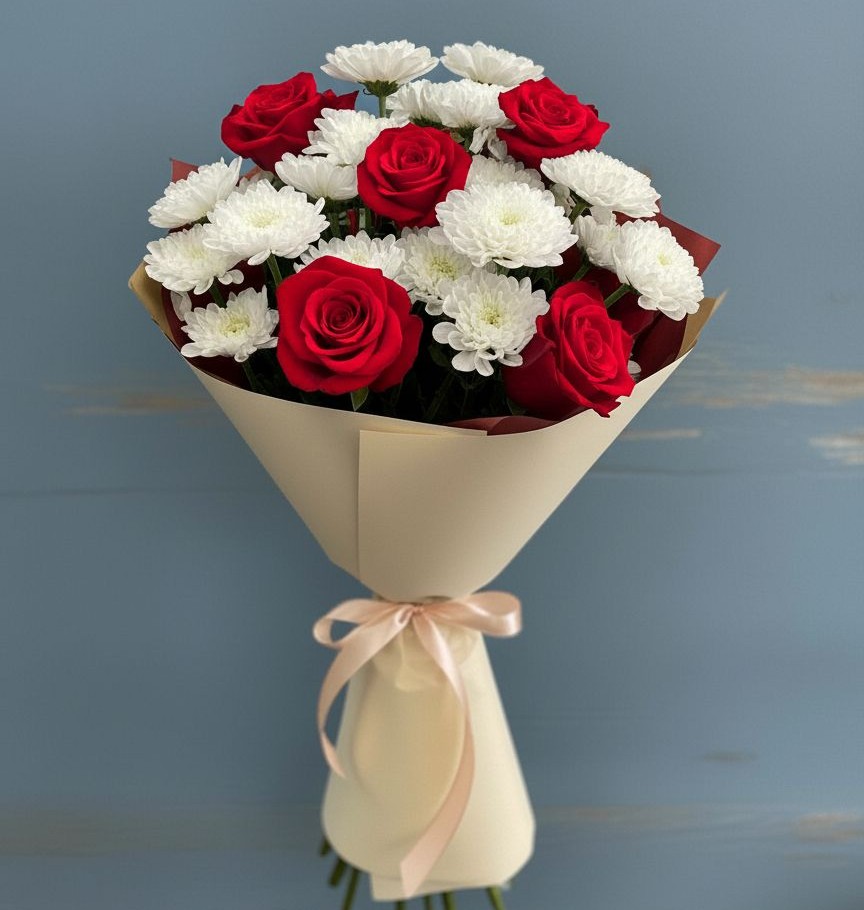 Букет цветов из: Розы и Хризантемы в Григорьевское