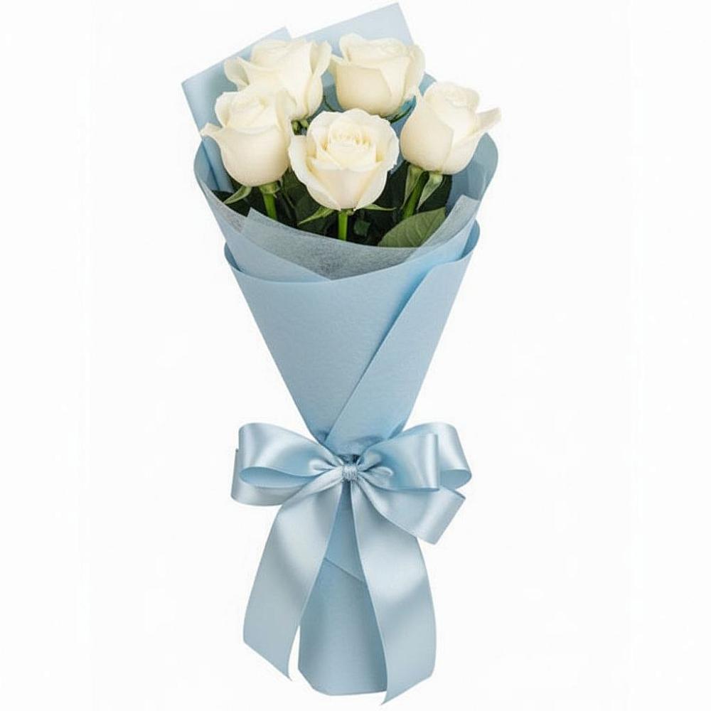 Букет 5 Белых роз Проуд в Григорьевское
