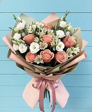 Букет цветов из:  Розы, Альстромерии и Лизиантусы в Григорьевское