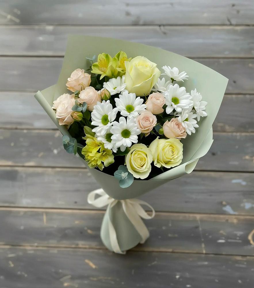 Букет цветов из: Альстромерии, Розы и Хризантемы в Григорьевское