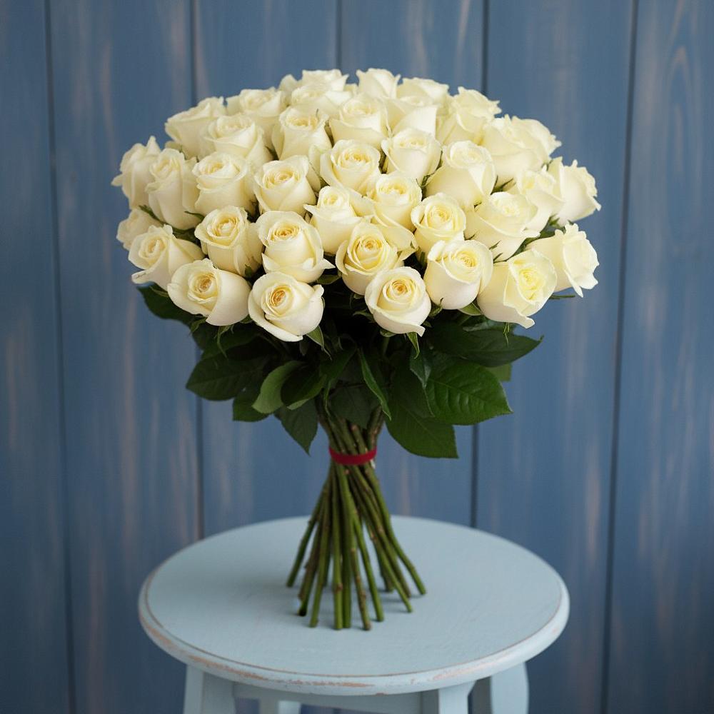 Букет 51 Белая роза Эдлесс Лав в Григорьевское