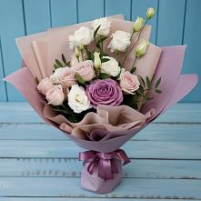 Букет цветов из:  Розы и Лизиантусы в Григорьевское