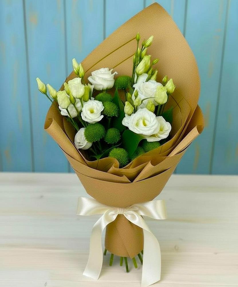 Букет цветов из: Хризантемы и Лизиантусы в Григорьевское