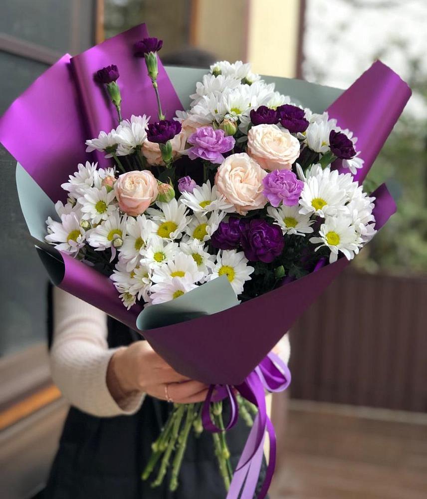 Букет цветов из: Хризантемы, Гвоздики и Розы в Григорьевское