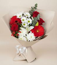 Букет цветов из:  Розы, Хризантемы, Герберы и Лилии в Григорьевское