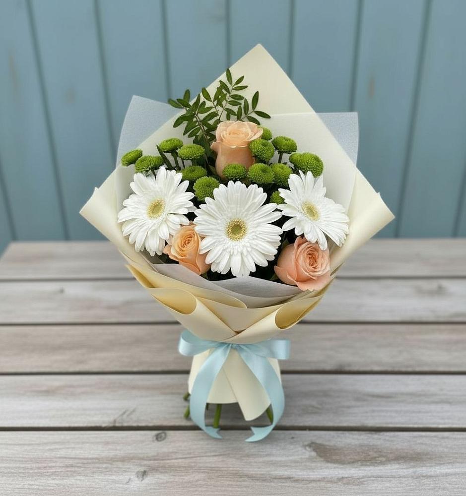 Букет цветов из: Герберы, Розы и Хризантемы в Григорьевское
