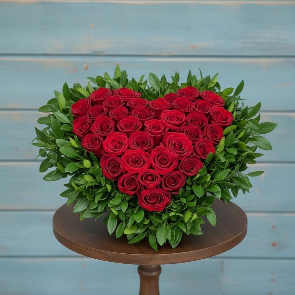 Цветочная композиция из Розы в виде сердца в Григорьевское