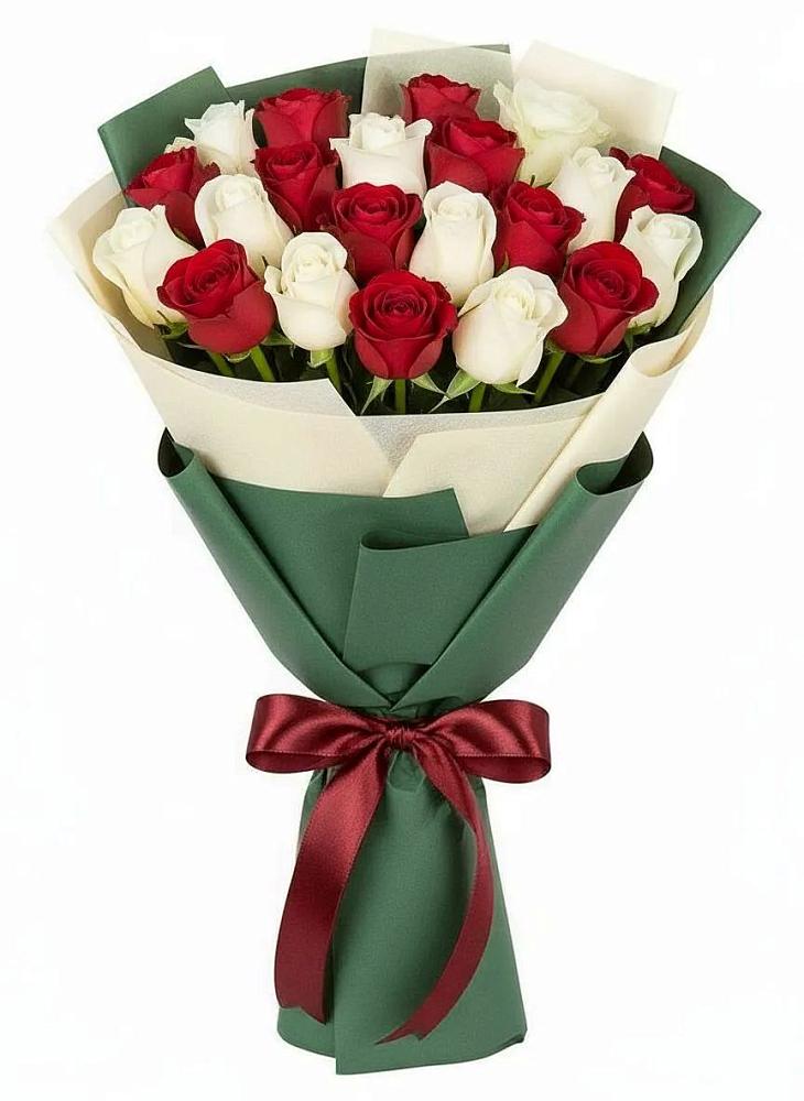 Букет Микс из красных и белых роз в Григорьевское