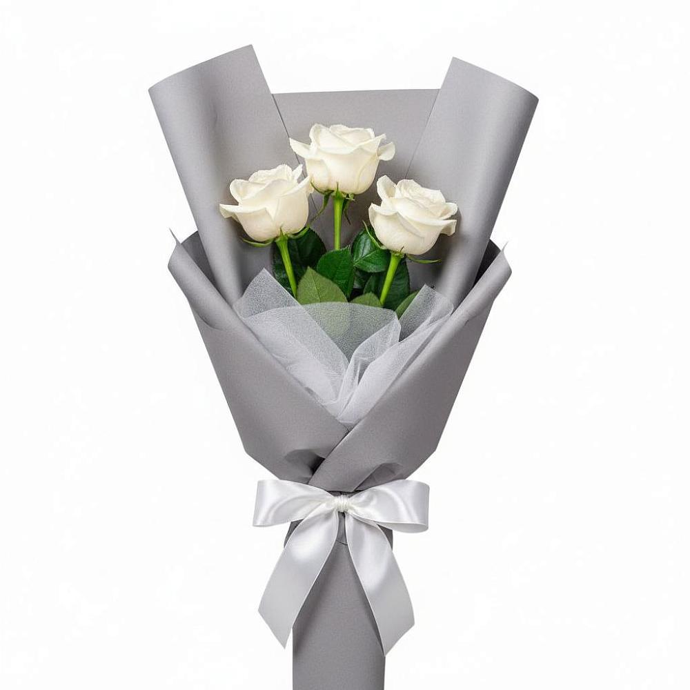 Букет 3 белые розы в Григорьевское