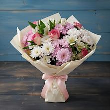 Букет цветов из:  Хризантемы, Альстромерии и Розы #REPLACE_PRED# Григорьевское