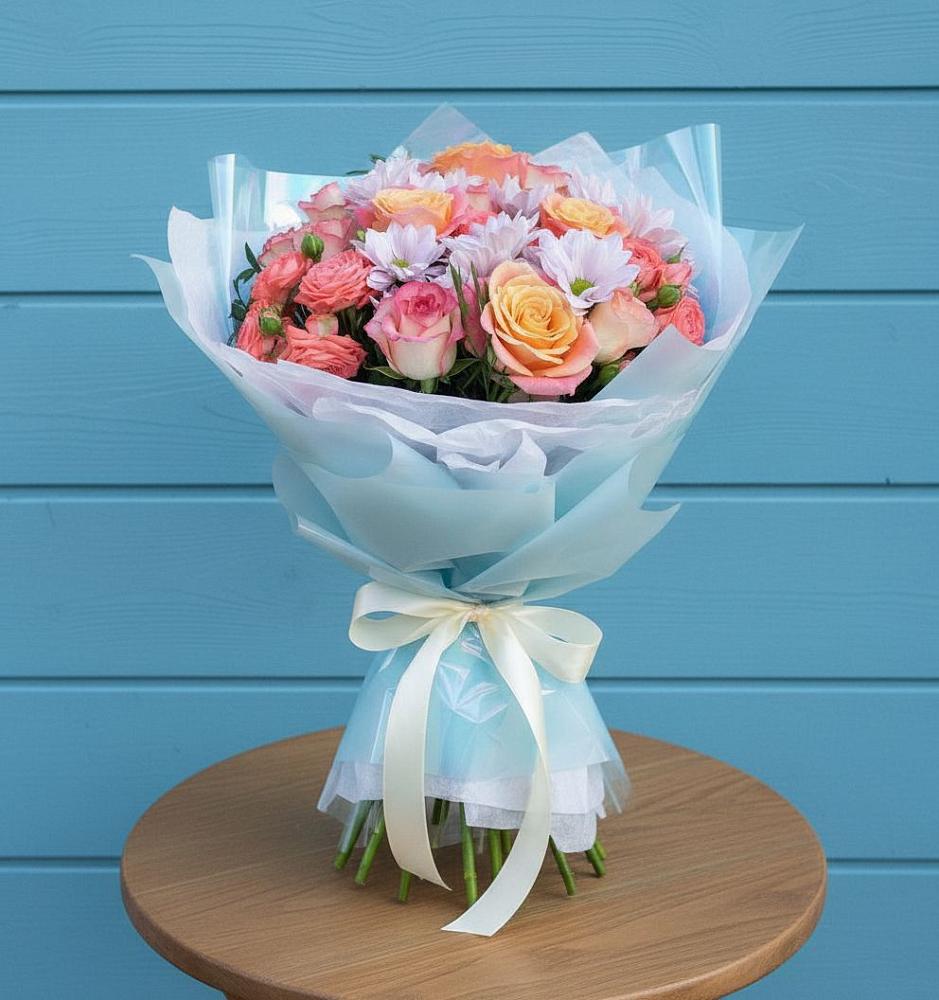 Букет цветов из: Хризантемы и Розы в Григорьевское