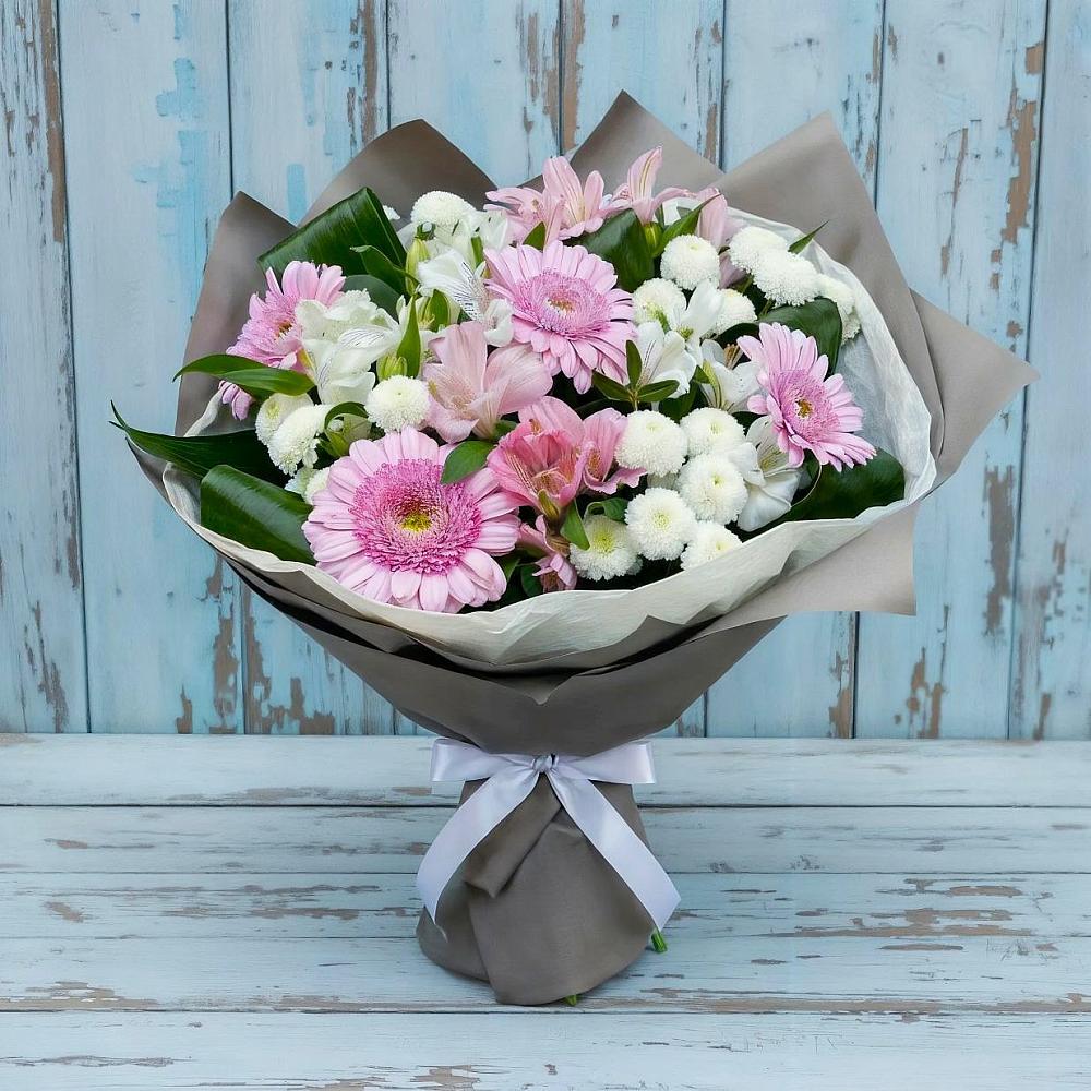 Букет цветов из: Герберы, Альстромерии и Хризантемы в Григорьевское