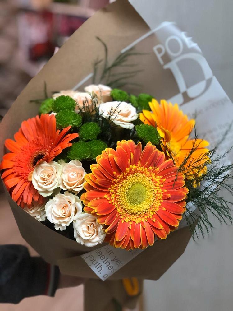 Букет цветов из: Герберы, Хризантемы и Розы в Григорьевское