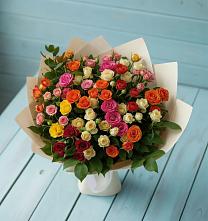 Букет Микс из разноцветных кустовых роз в Григорьевское